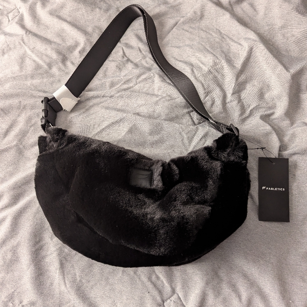 Fabletics Black Plush Shoulder Bag